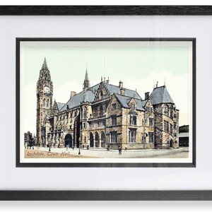 Remastered Vintage Illustration: Rochdale Town Hall Print - Historic Greater Manchester Landmark Artwork