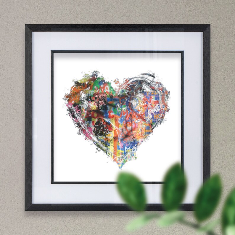 Love Heart Wall Art Print Graffiti Style Abstract Heart Etsy