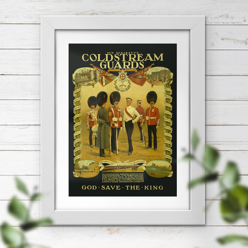 Vintage Coldstream Guards Remastered Military Art Print: Historical ...