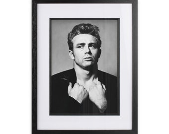 JAMES DEAN PRINT, James Dean Car, Jumper Photo, Black & White Remastered Photograph, Art Photography, Fashion Print Framed, Ideal Gift