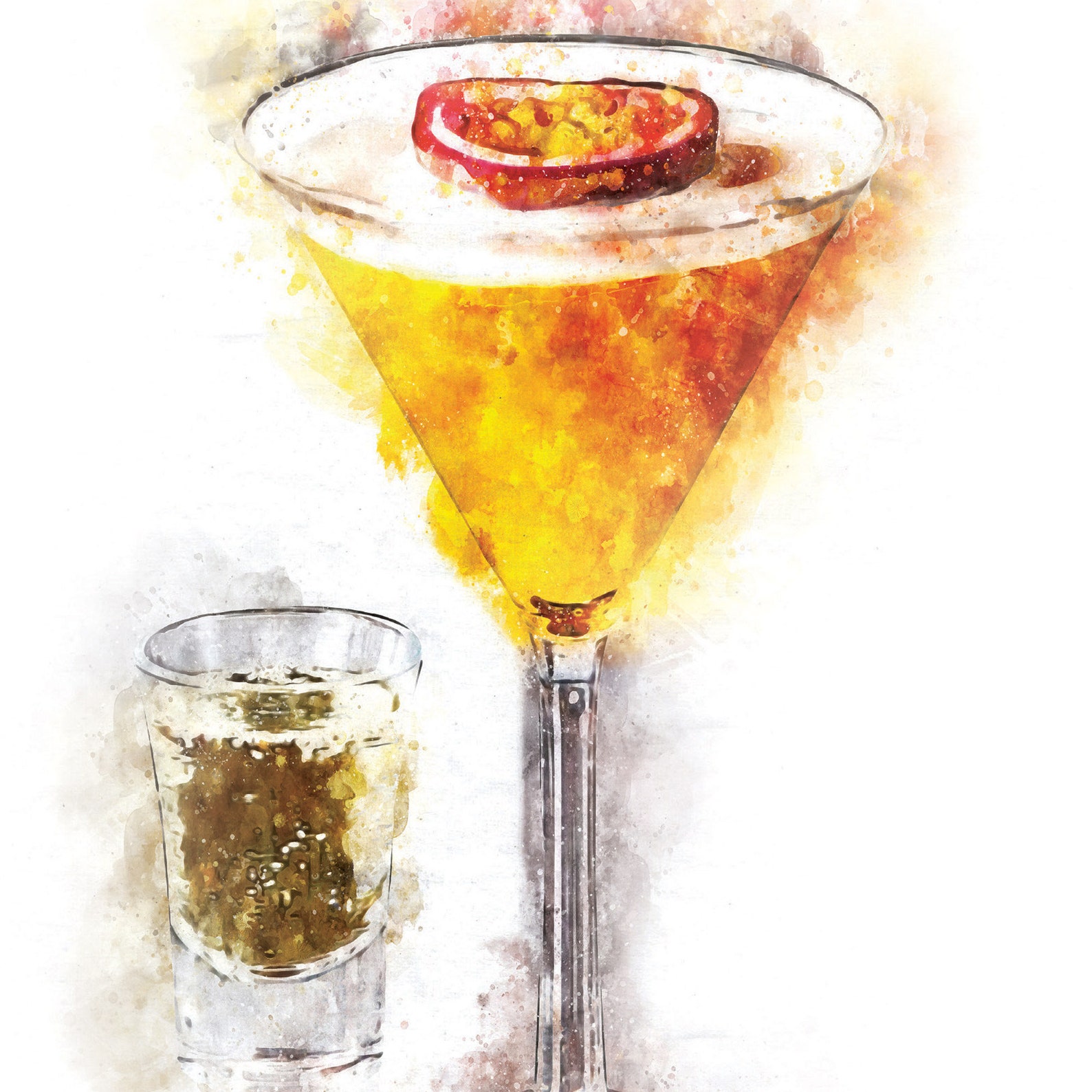 Pornstar Martini Cocktail & Recipe Wall Art Print Watercolour Etsy