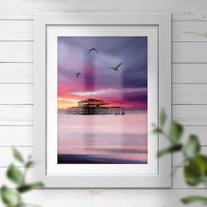 Brighton West Pier Sunset Oil Painting Art Print
