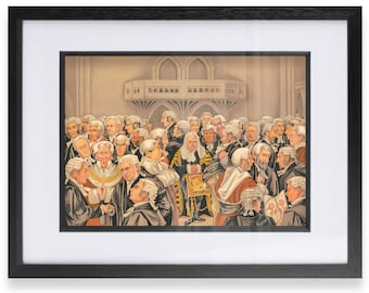 Vintage Lawyer Caricature Print: 1891 Vanity Fair Bench and Bar Poster