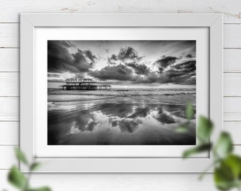 Dramatic Brighton West Pier Photograph: Abandoned Landmark Wall Art Print with Stormy Sky