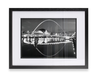 Millennium and Tyne Bridge, Armadillo, Newcastle England Black and White Newcastle Tyne Bridge Print , Fine Wall Art Photography, Ideal Gift