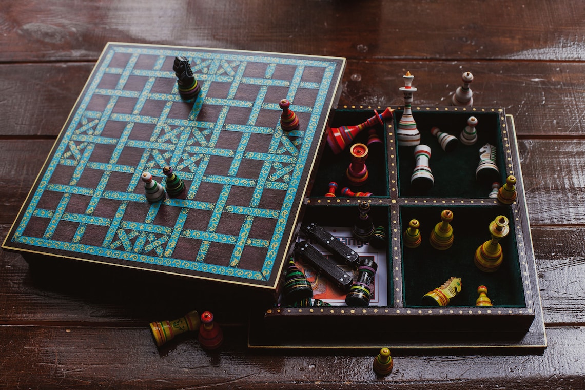 Chaturanga board game / chess family Ancient Indian game / Etsy
