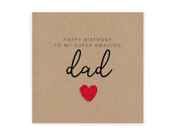 Joyeux anniversaire à mon papa super génial - carte d&#39;anniversaire pour papa de la part de son fils - carte faite main pour l&#39;anniversaire de papa - envoyer au destinataire