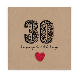Carte de 30 ans, carte d'anniversaire simple, tout âge, mari, femme, meilleur ami, petite amie, soeur, carte de 30e anniversaire, carte de 30e anniversaire léopard
