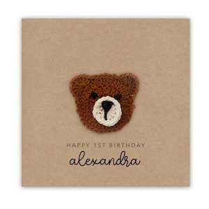 Personalised Happy 1st Birthday, Personalised First Birthday Card, Bear, Animal, Birthday Card for Him / Her, 1 today, Birthday card baby