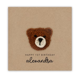 Joyeux 1er anniversaire personnalisé, carte personnalisée pour premier anniversaire, ours, animal, carte d'anniversaire pour lui/elle, 1 aujourd'hui, carte d'anniversaire bébé