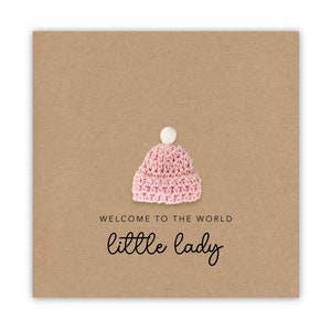 New Baby Girl Card, Little Lady New Baby Card, Cute Pink Heart Baby Girl Card, Card For New Born, New Parents Congratulations Card