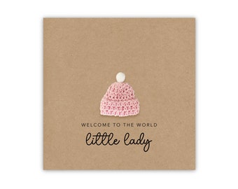 New Baby Girl Card, Little Lady New Baby Card, Cute Pink Heart Baby Girl Card, Card For New Born, New Parents Congratulations Card