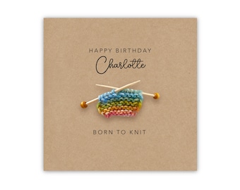 Carte d'anniversaire personnalisée pour tricoteurs, carte d'anniversaire à tricoter amusante avec une pelote de laine, carte pour quelqu'un qui tricote, carte au crochet