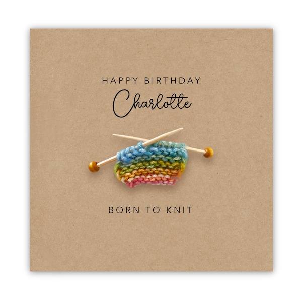 Personalised Knitters birthday card, funny knitting birthday card with a ball of wool, card for someone who knits, Crochet Card