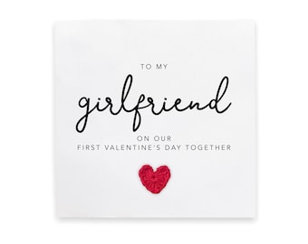 Happy 1st Valentines Day As My Girlfriend, Valentines card for Girlfriend First Valentines , One Year Anniversary, First Valentine's