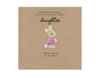 Personalised New Baby Card Welcome to the World Card, Custom Name New Born Baby Card, Congratulations Baby Girl Card, Expecting Card Girl
