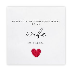 Tarjeta de aniversario de boda para esposa, 20 25 30 35 40 45 50 55 60 70, CUALQUIER AÑO, Tarjeta para él, Esposa, Personalizada hecha a mano