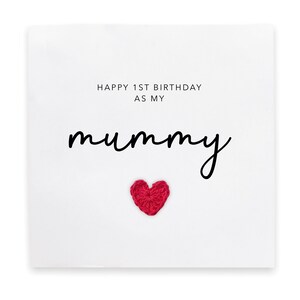 Feliz 1º aniversário como minha mamãe - Cartão de aniversário simples para a mãe do bebê filho filha - Cartão feito à mão para ela - Enviar ao destinatário