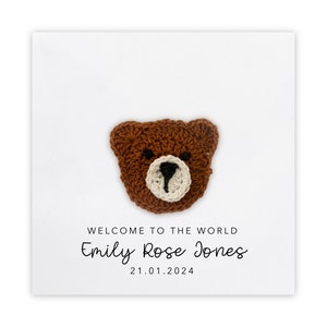 Carte personnalisée de nouveau-né, carte de bébé souvenir, carte de bienvenue dans le monde ours, carte de félicitations de bébé, carte de bébé nouvelle arrivée, souvenir
