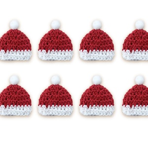Kerstdecoratie, mini-kerstdecoratie, kaarten maken, appliqueren, gehaakte handgemaakte kerstdecoratie, kerstmuts
