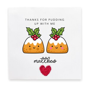 Danke für Pudding Up With Me Weihnachtskarte, Karte für Freund / Freundin, Paare Karte, Lustig, Weihnachtspartner, Humor Weihnachtskarte