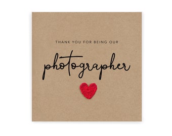 Merci d'avoir été notre photographe, Carte de remerciement pour fête de mariage, Cadeau pour photographe de mariage, Carte de remerciement de mariage, Simple