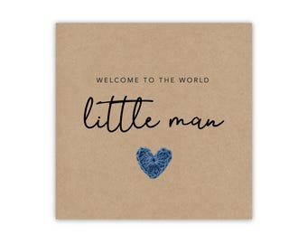 New Baby Boy Card, New Baby Card, Welcome To The World Card, Little Man Baby Card, New Born Card, New Parents Card, New Arrival Card, Baby