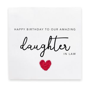 Feliz cumpleaños a nuestra increíble nuera Cumpleaños simple para hija - tarjeta de suegra - Tarjeta hecha a mano - Enviar al destinatario