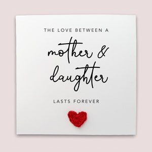 Dochter Moederdagkaart, de liefde tussen moeder en dochter duurt eeuwig, Moederdagkaart van dochter, moeders dochter