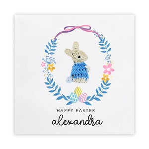 Feliz Pascua, Cualquier Nombre, Tarjeta de Pascua Personalizada Para Nieta, Tarjeta de Pascua Bebés, Conejo, Tarjeta de Pascua, Tarjeta de Pascua para bebés, Recuerdo
