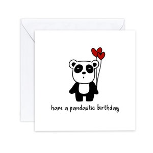 Avoir un anniversaire pandastique - Carte d’anniversaire drôle pour elle / Lui - Carte d’anniversaire simple humour - Carte panda simple - Envoyer au destinataire