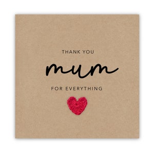 Mum Thank You Card, Cute Mothers Day Card, Best Mum Card, Mom Card, Card For Mum Thank You, Mum Card From Son, From Daughter , Mothers Day