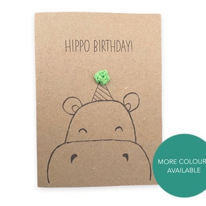 Jeu de mots carte drôle hippopotame - joyeux anniversaire hippopotame - jeu de mots drôle carte - carte pour elle - envoyer au destinataire - message à l'intérieur