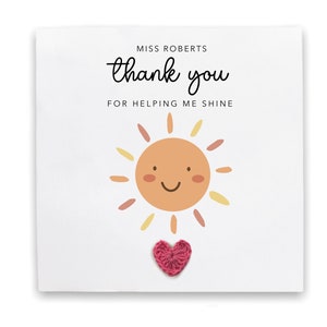Merci de m’avoir aidé à briller, carte de remerciement personnalisée de l’enseignant, assistant d’enseignement en classe, carte de crèche, carte de remerciement de l’école
