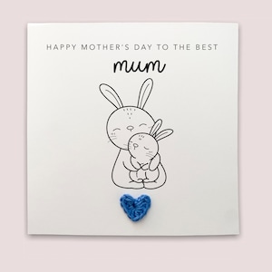 Tarjeta del primer día de la madre, tarjeta sencilla para el primer día de la madre, tarjeta de felicitación para mamá, tarjeta de felicitación para mamá del día de la madre, tarjeta de conejo, tarjeta sencilla para mamá