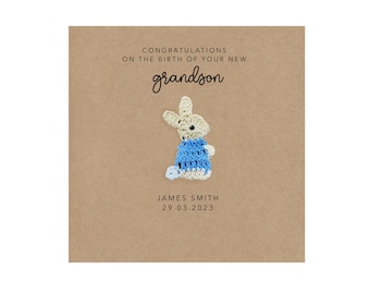Personalised Congratulations Card For A Grandparent, Card For A New Grandma, Congratulations On The Birth On Your Grandson, New Baby Card