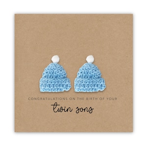 Congratulations Card New Parents to Twin Sons,  Congratulations On The Birth On Your Twins Sons, New Baby Card, Welcome Baby Twins Boys