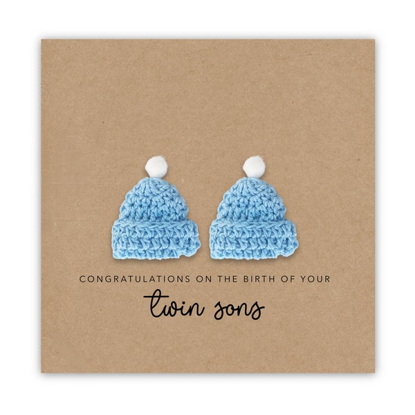 Congratulations Card New Parents to Twin Sons,  Congratulations On The Birth On Your Twins Sons, New Baby Card, Welcome Baby Twins Boys