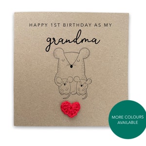 Alles Gute als meine Oma Zwillinge zum 1. Geburtstag - Einfache Maus Geburtstagskarte für Oma Oma von Baby Sohn Tochter an Zwillinge - An den Empfänger senden