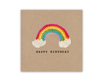 Happy Birthday Rainbow Card, Birthday Card, Rainbow, Simple Birthday Card for Her