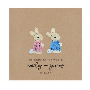 Gepersonaliseerde felicitatiekaart nieuwe ouders van een tweeling, welkom in de wereld tweeling gepersonaliseerd, nieuwe babykaart, welkom in de wereldbaby