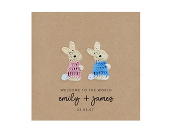 Tarjeta de felicitación personalizada para nuevos padres de gemelos, bienvenidos al mundo gemelos Tarjeta personalizada para nuevo bebé, bienvenido al mundo bebé