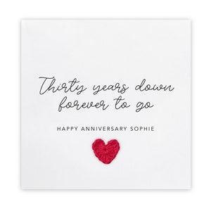 30° anniversario di matrimonio di trent'anni, carta per marito moglie, 30 anni in giù per sempre, anniversario personalizzato, 30° anniversario