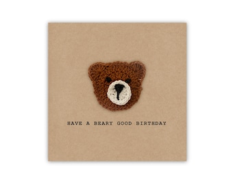 Happy Birthday Card, Fun Bear Pun Happy Birthday Card, Birthday card for her, him, Cute Birthday Card, Happy Birthday Handmade Card