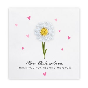 Carte de remerciement personnalisée pour professeur, Aidez-moi à grandir, Carte de remerciement pour professeur, Meilleur ami, mentor, ami, fin d'école, professeur de fleurs