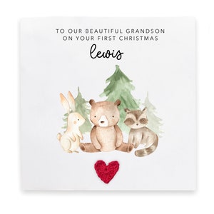 1ère carte de Noël personnalisée Bonne première carte de Noël pour petit-fils, Carte de Noël pour bébé, Joyeux Noël, Petit-fils