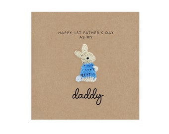 Happy 1st Fathers Day card, Rabbit First Fathers Card for dad, Father Day from baby, Fathers Day Dad Card 1st Daddy, 1st Fathers Day