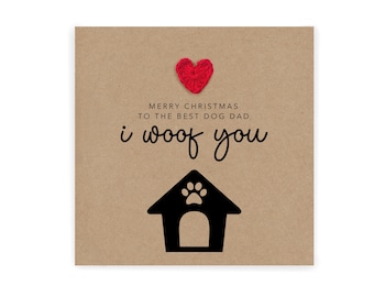 To The Best Dog Dad Christmas Card From The Dog , Christmas Card With Paw, Merry Christmas Dog Dad Xmas Card