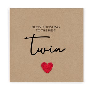 Feliz Natal para o melhor Twin - Cartão de Natal simples Twin - Cartão de Natal de Twin - Cartão de Natal rústico para ela e ele Twin