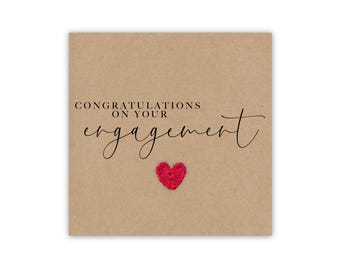 Congratulations on your engagement - Simple Engagement Card for her - Engaged Heart Card - Handmade Crochet Card - Send to recipient